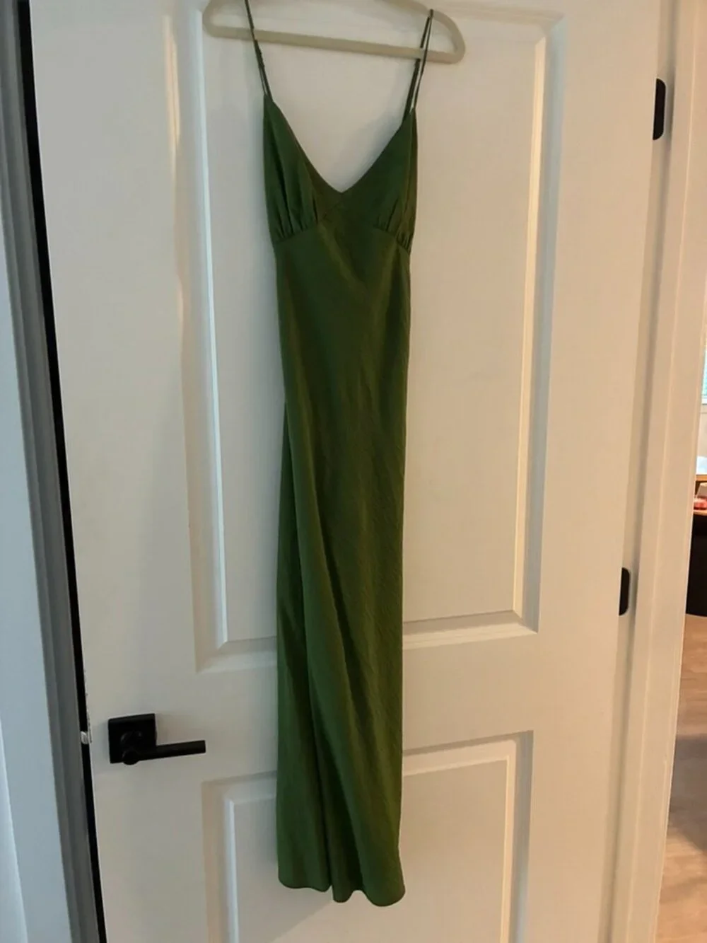 Madewell Crisscross Midi Slip Dress Olive Green 0 - Picture 2 of 4